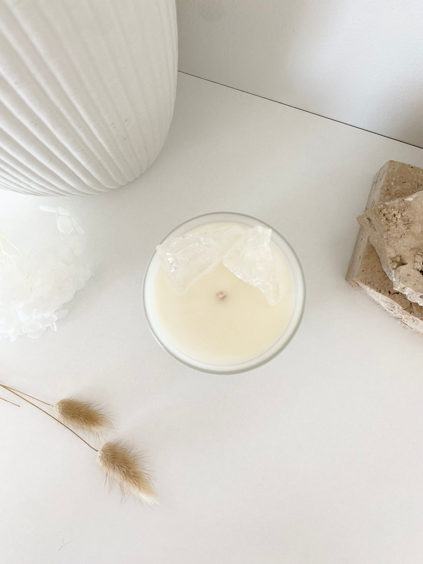 Clear Quartz Crystal Candle | Large | 50+ Hours Burn Time