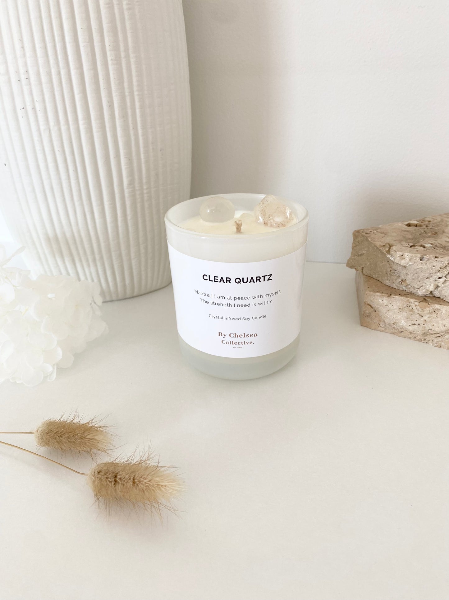 Clear Quartz Crystal Candle | Large | 50+ Hours Burn Time