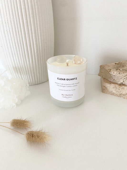 Clear Quartz Crystal Candle | 50+ Hours Burn Time