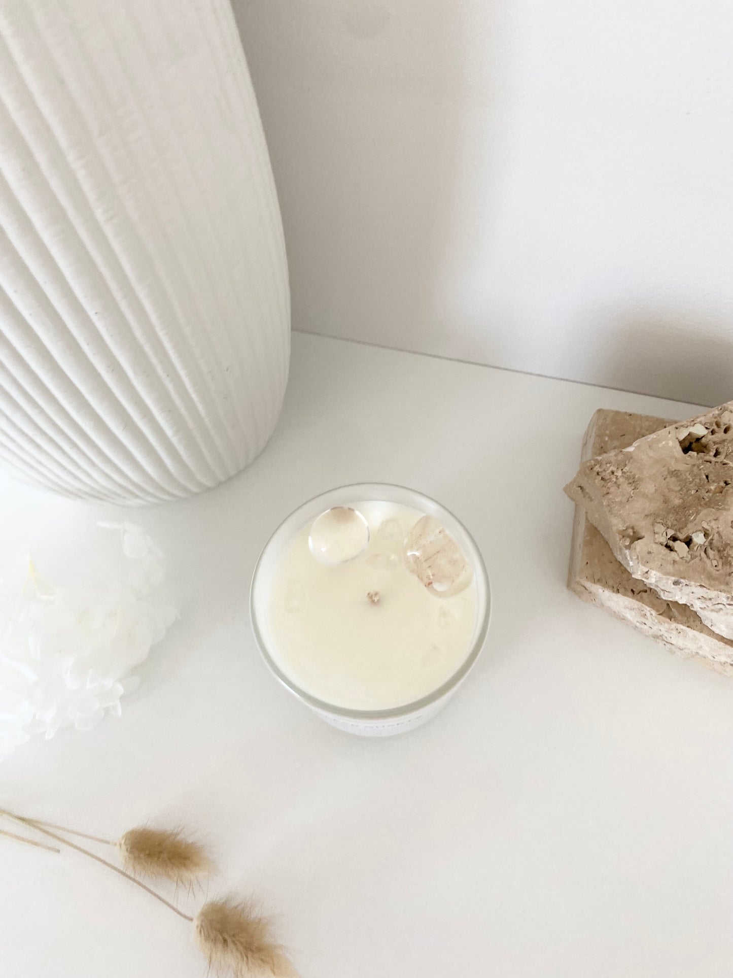 Clear Quartz Crystal Candle | Large | 50+ Hours Burn Time