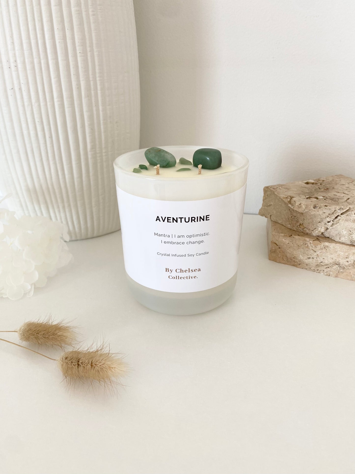 Aventurine Crystal Candle | 50+ Hours Burn Time