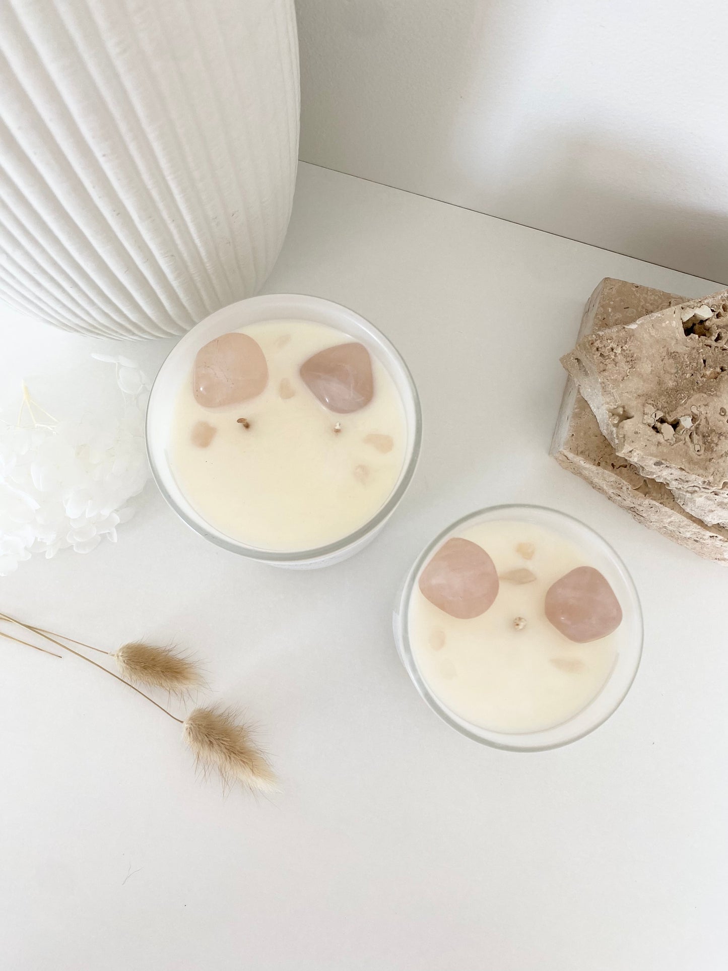 Rose Quartz Crystal Candle | 50+ Hours Burn Time