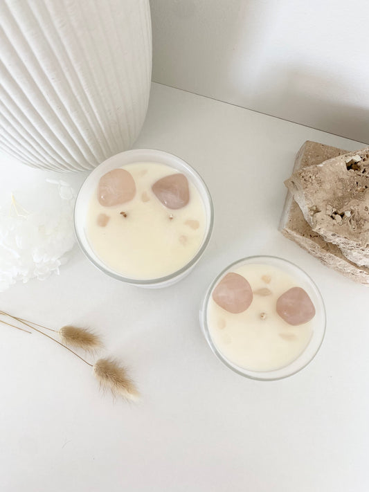 Rose Quartz Crystal Candle | 50+ Hours Burn Time