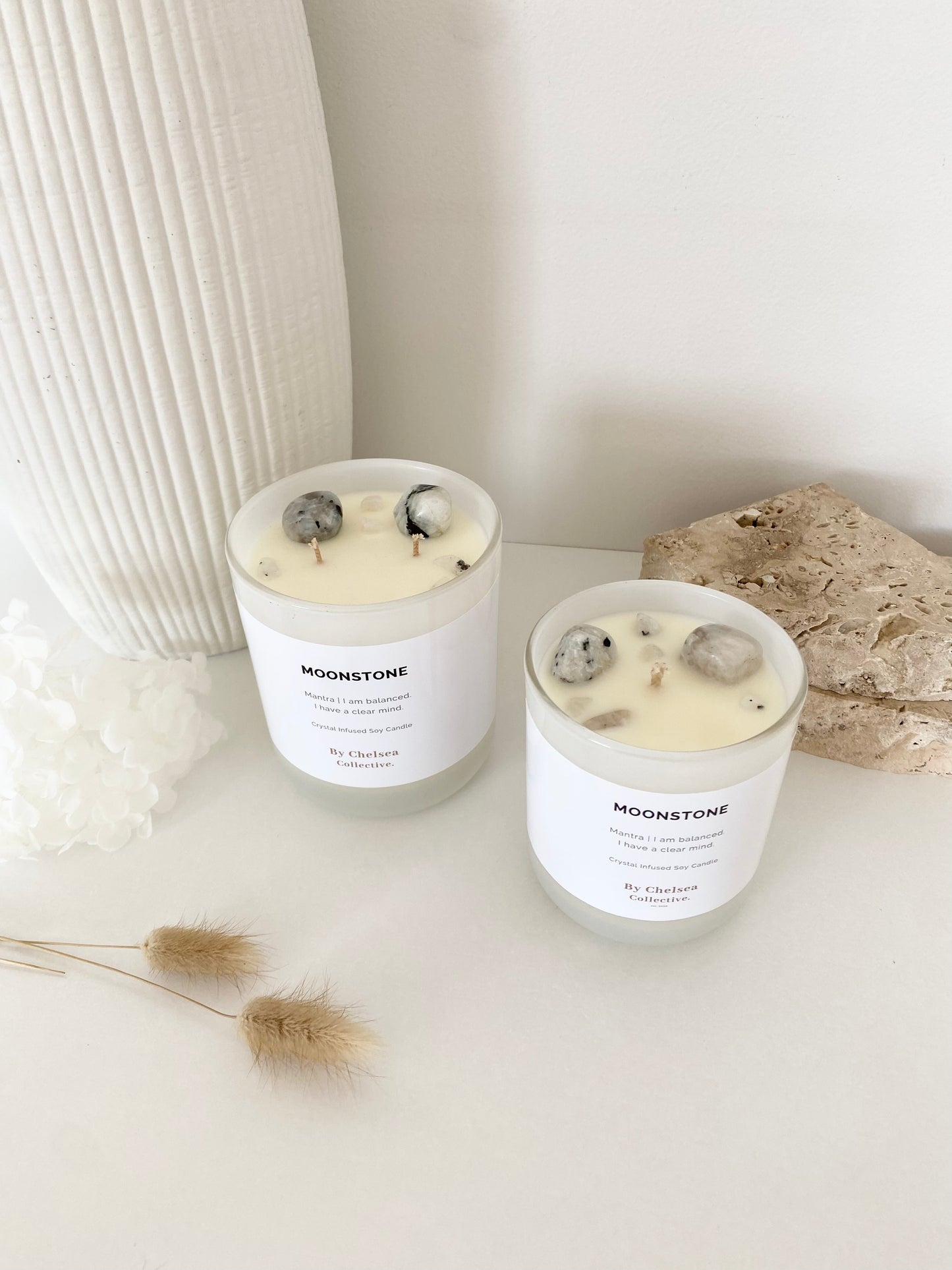 Moonstone Crystal Candle | Large | 50+ Hours Burn Time