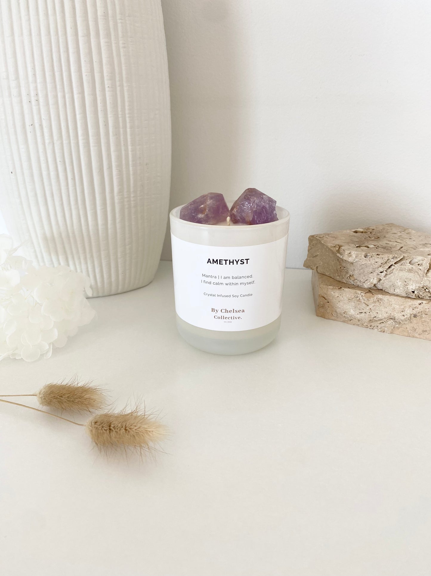 Amethyst Crystal Candle | Large | 50+ Hours Burn Time