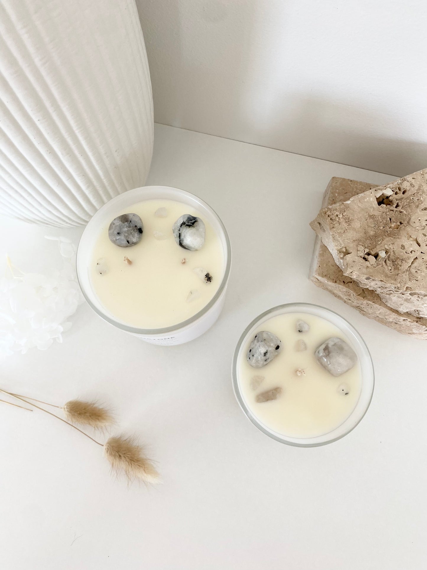Moonstone Crystal Candle | Large | 50+ Hours Burn Time