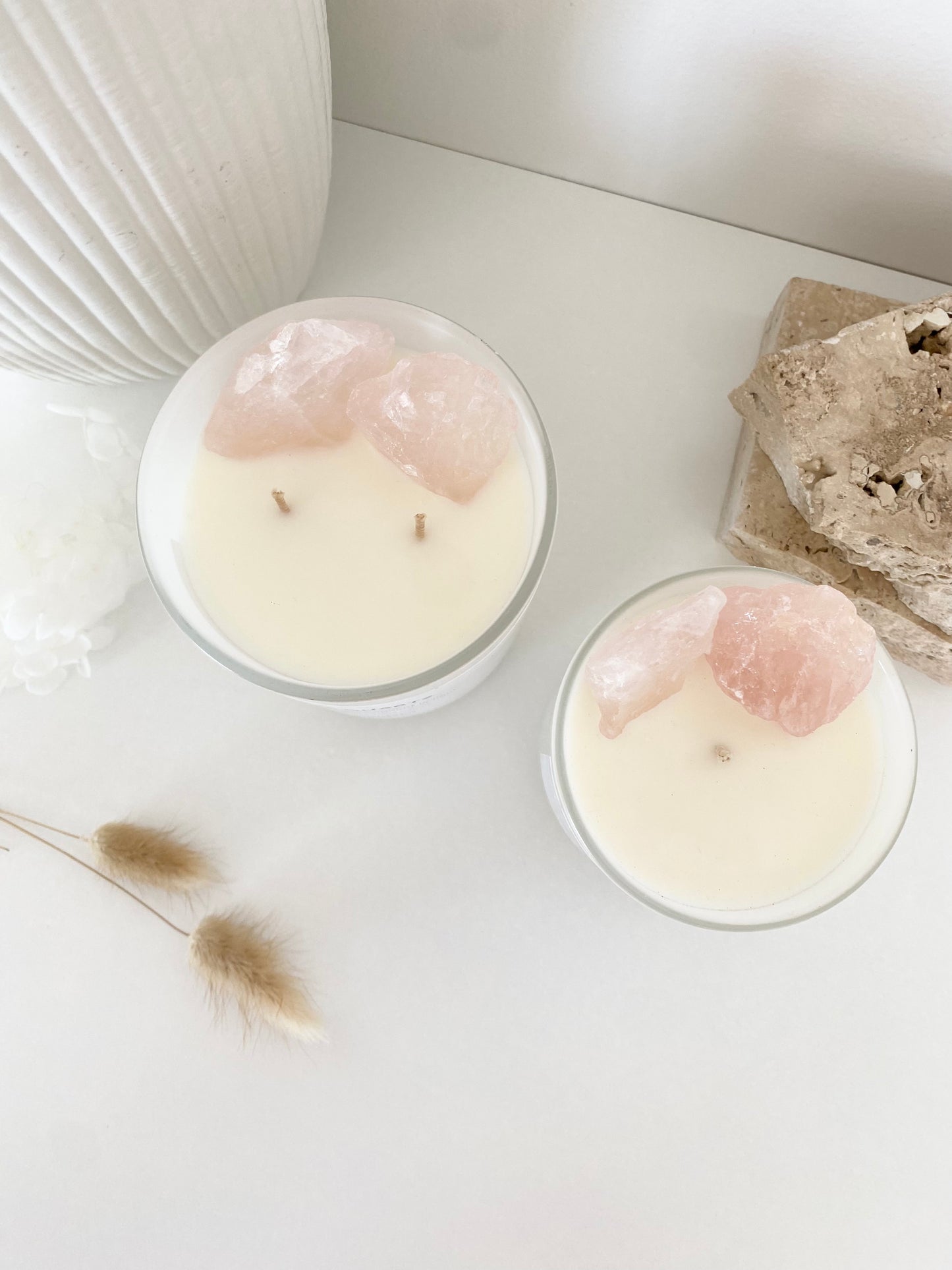 Rose Quartz Crystal Candle | 50+ Hours Burn Time