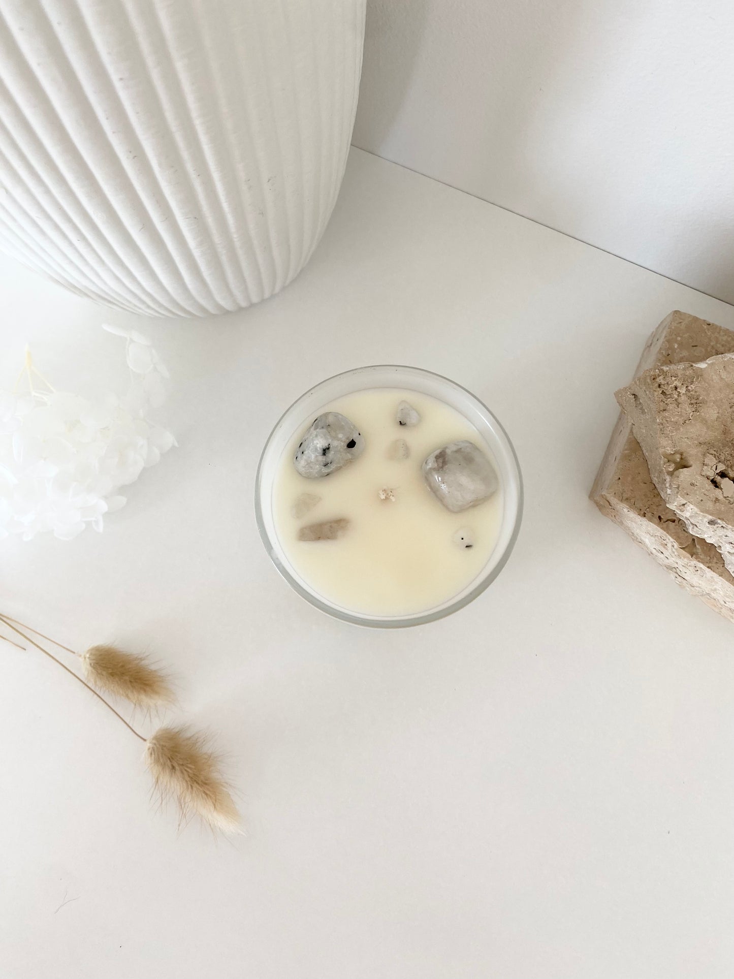 Moonstone Crystal Candle | Large | 50+ Hours Burn Time