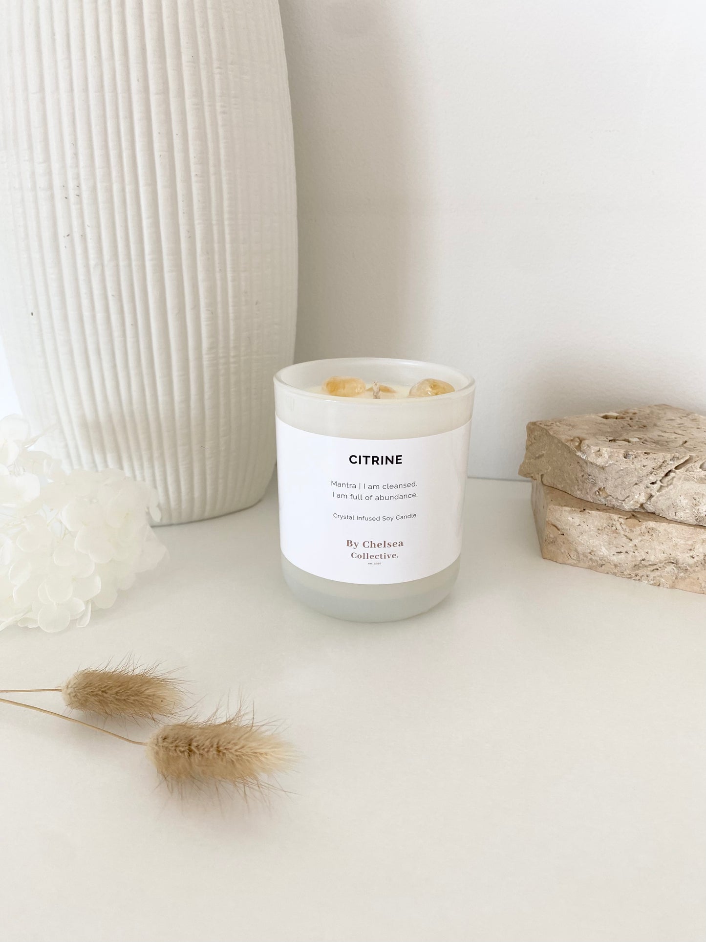 Citrine Crystal Candle | Large | 50+ Hours Burn Time