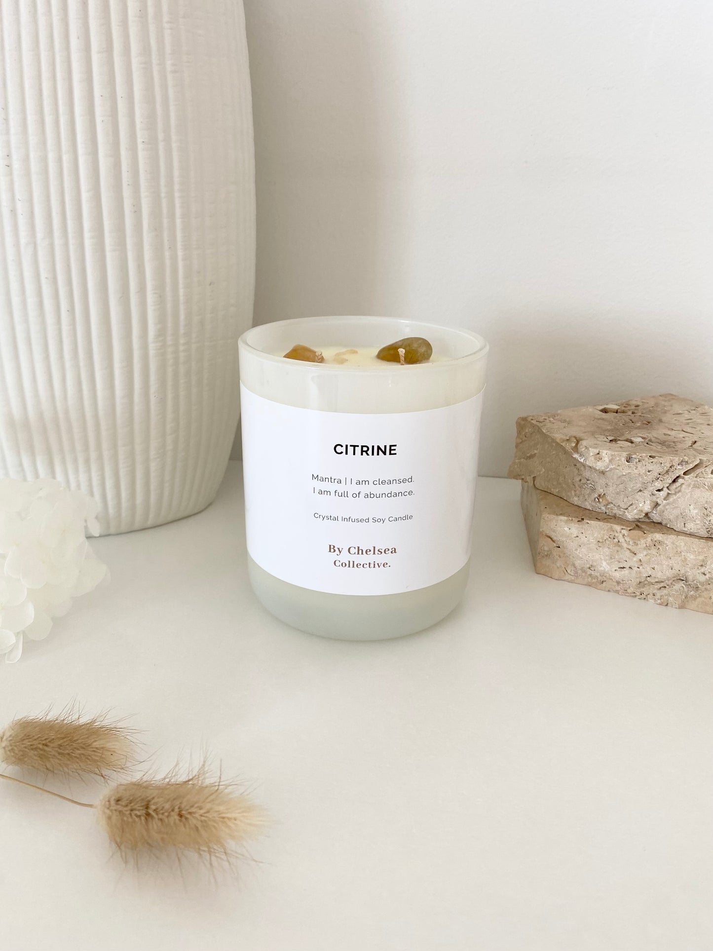 Citrine Crystal Candle | Extra Large | 80+ Hours Burn Time