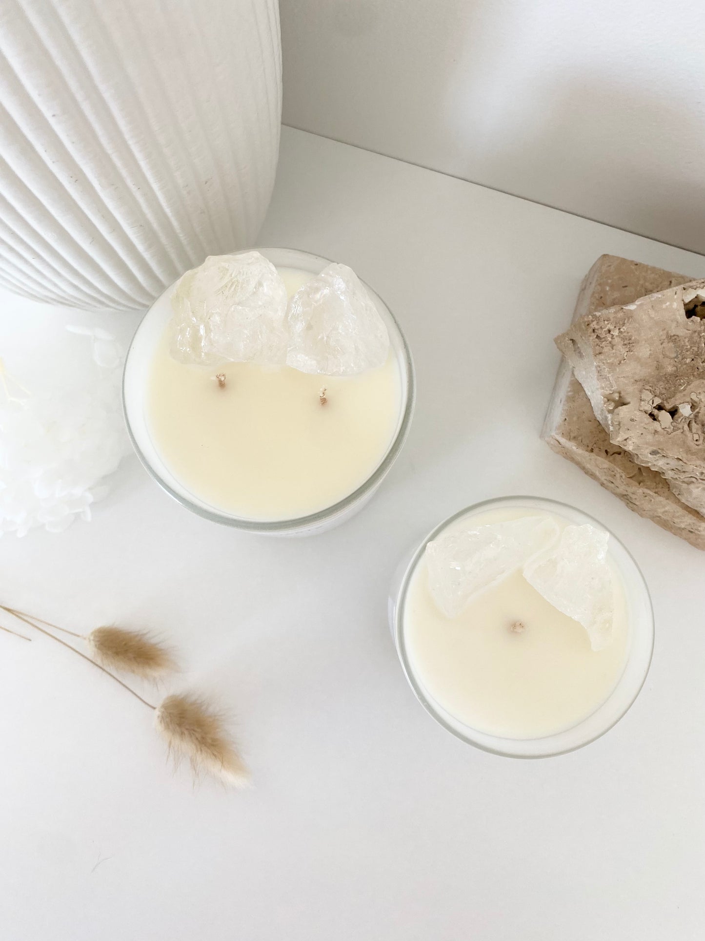 Clear Quartz Crystal Candle | Large | 50+ Hours Burn Time