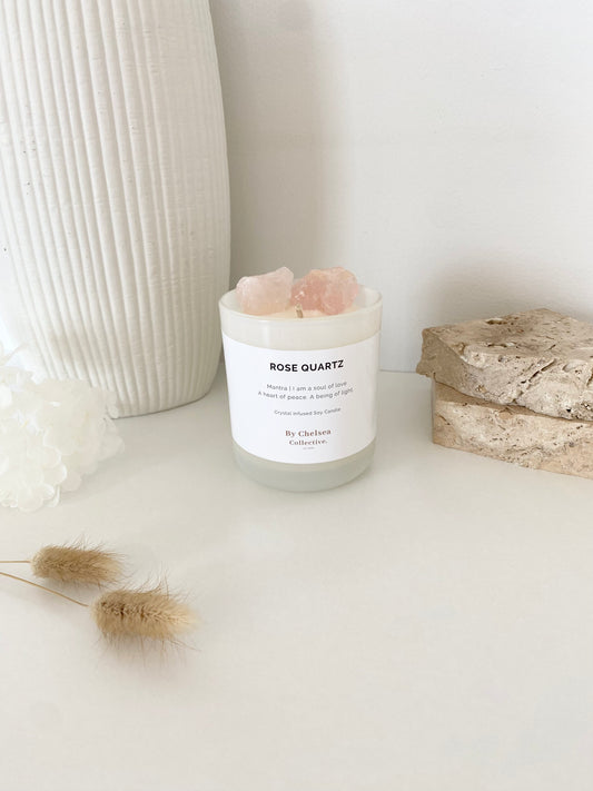 Rose Quartz Crystal Candle | 50+ Hours Burn Time