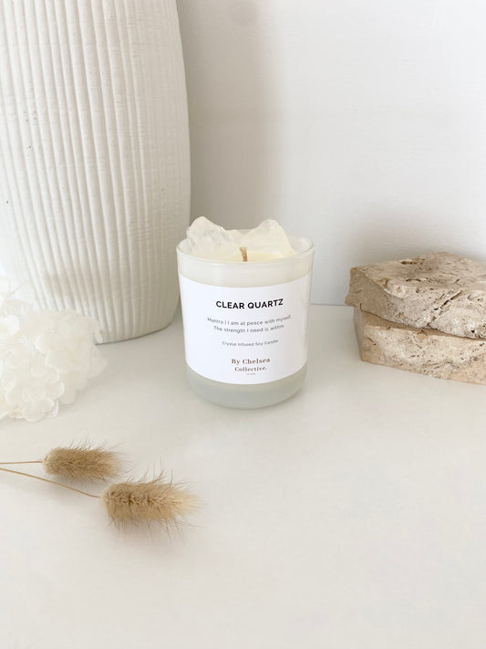 Clear Quartz Crystal Candle | 50+ Hours Burn Time