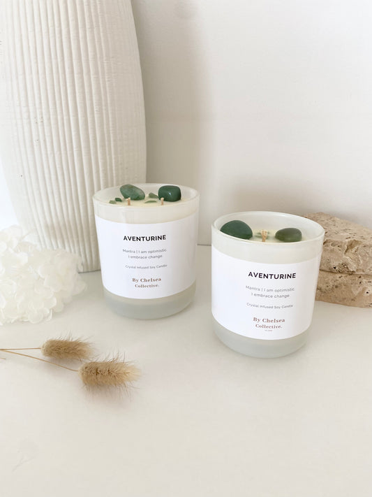 Aventurine Crystal Candle | 50+ Hours Burn Time