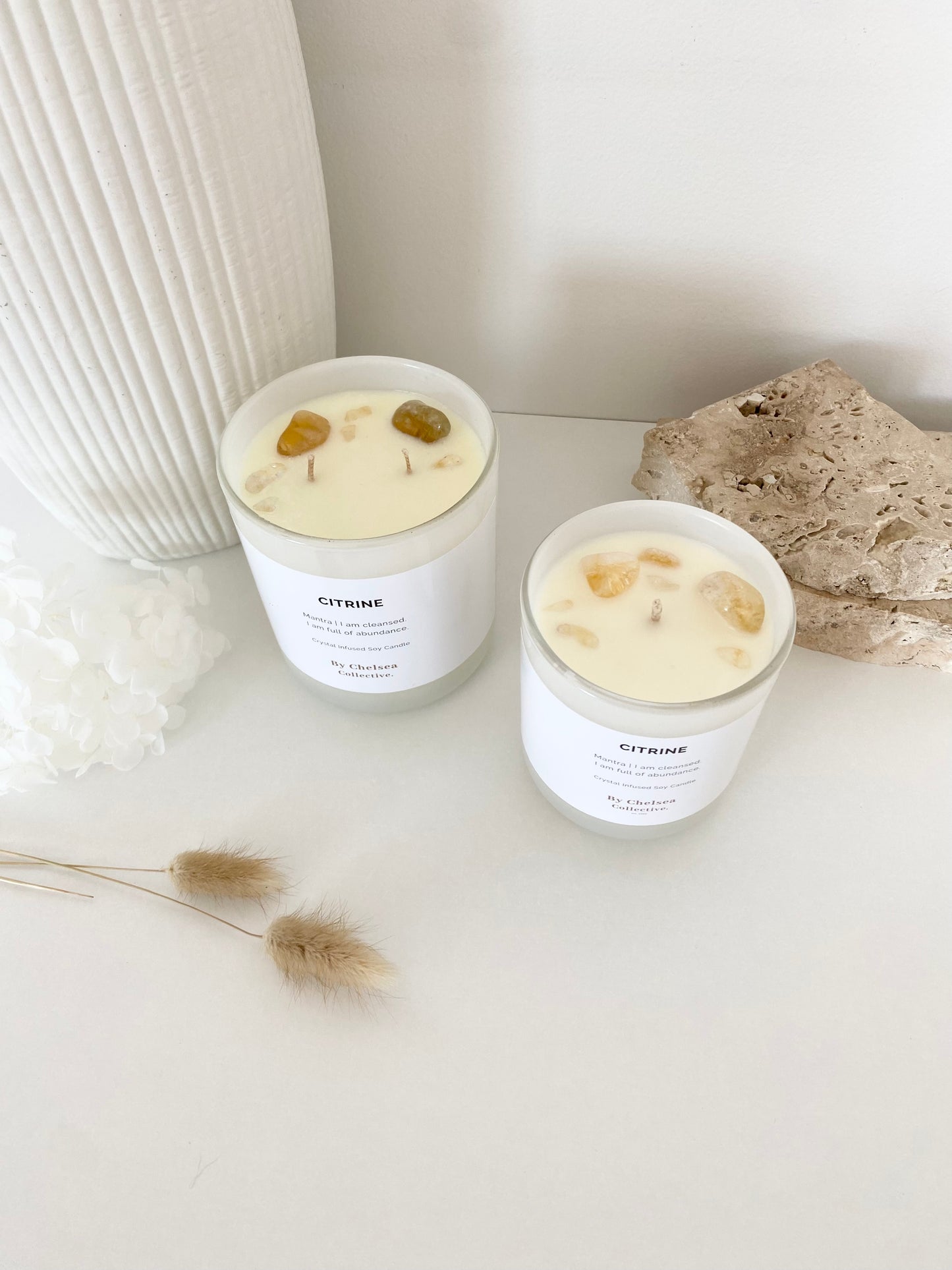 Citrine Crystal Candle | Large | 50+ Hours Burn Time