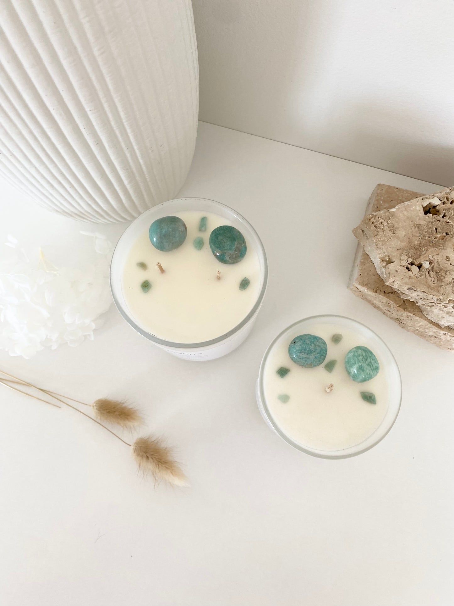 Amazonite Crystal Candle | Large | 50+ Hours Burn Time