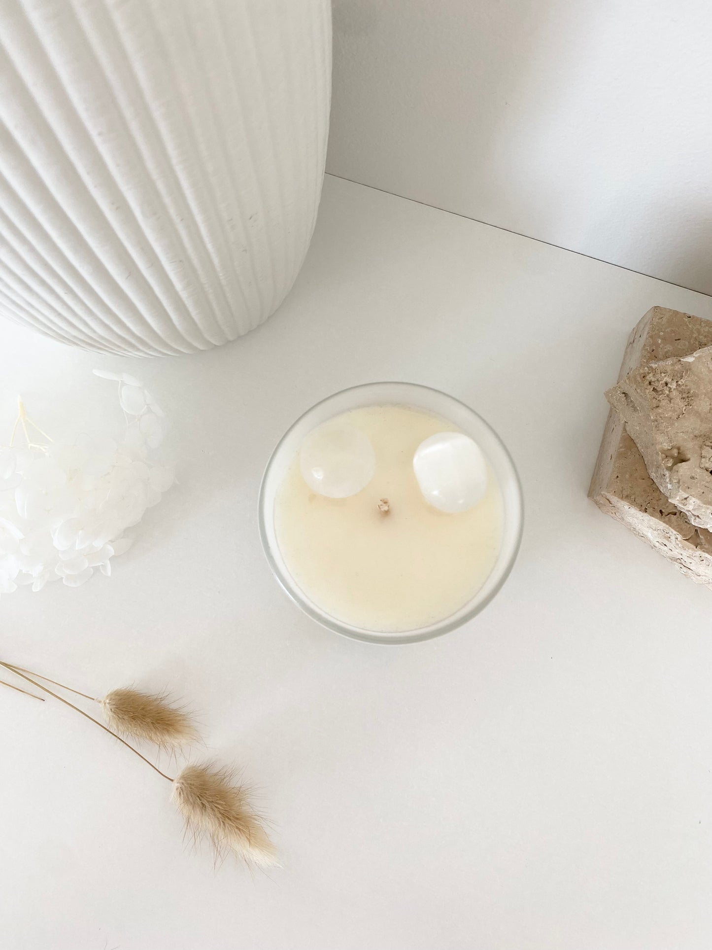 Selenite Crystal Candle | Large | 50+ Hours Burn Time