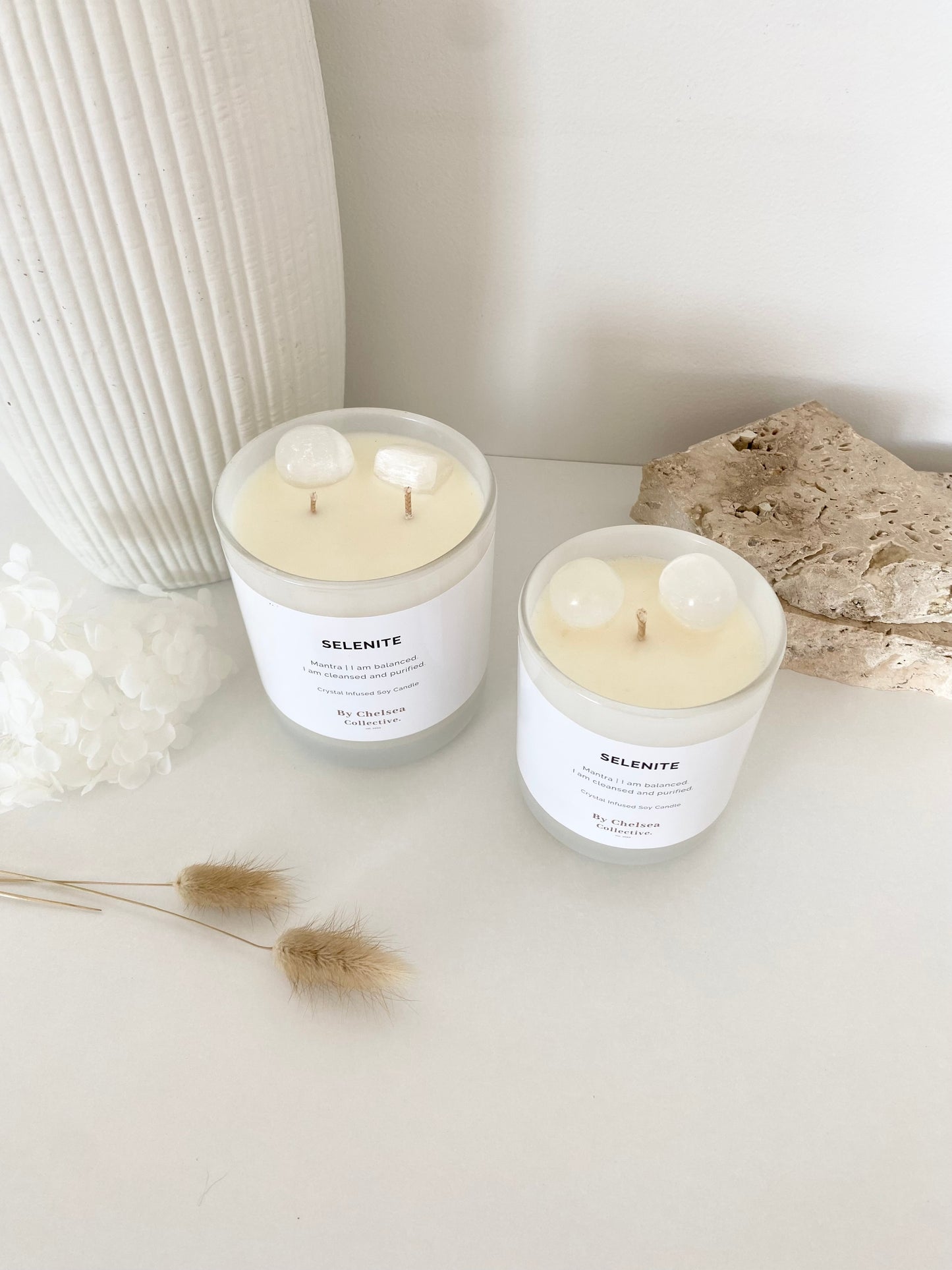 Selenite Crystal Candle | 50+ Hours Burn Time