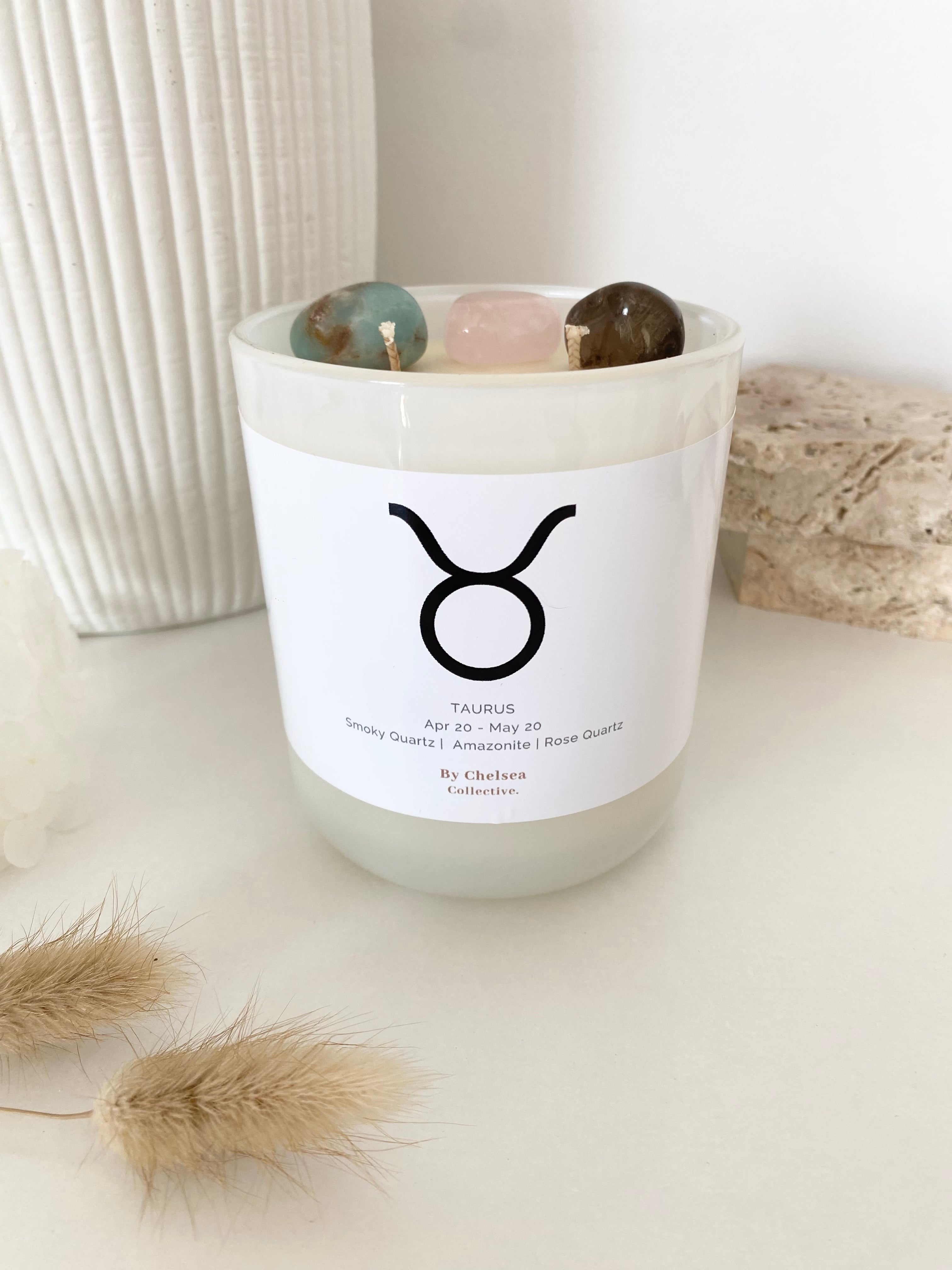 Taurus | Zodiac Crystal Candle | 70+ Hours Burn Time