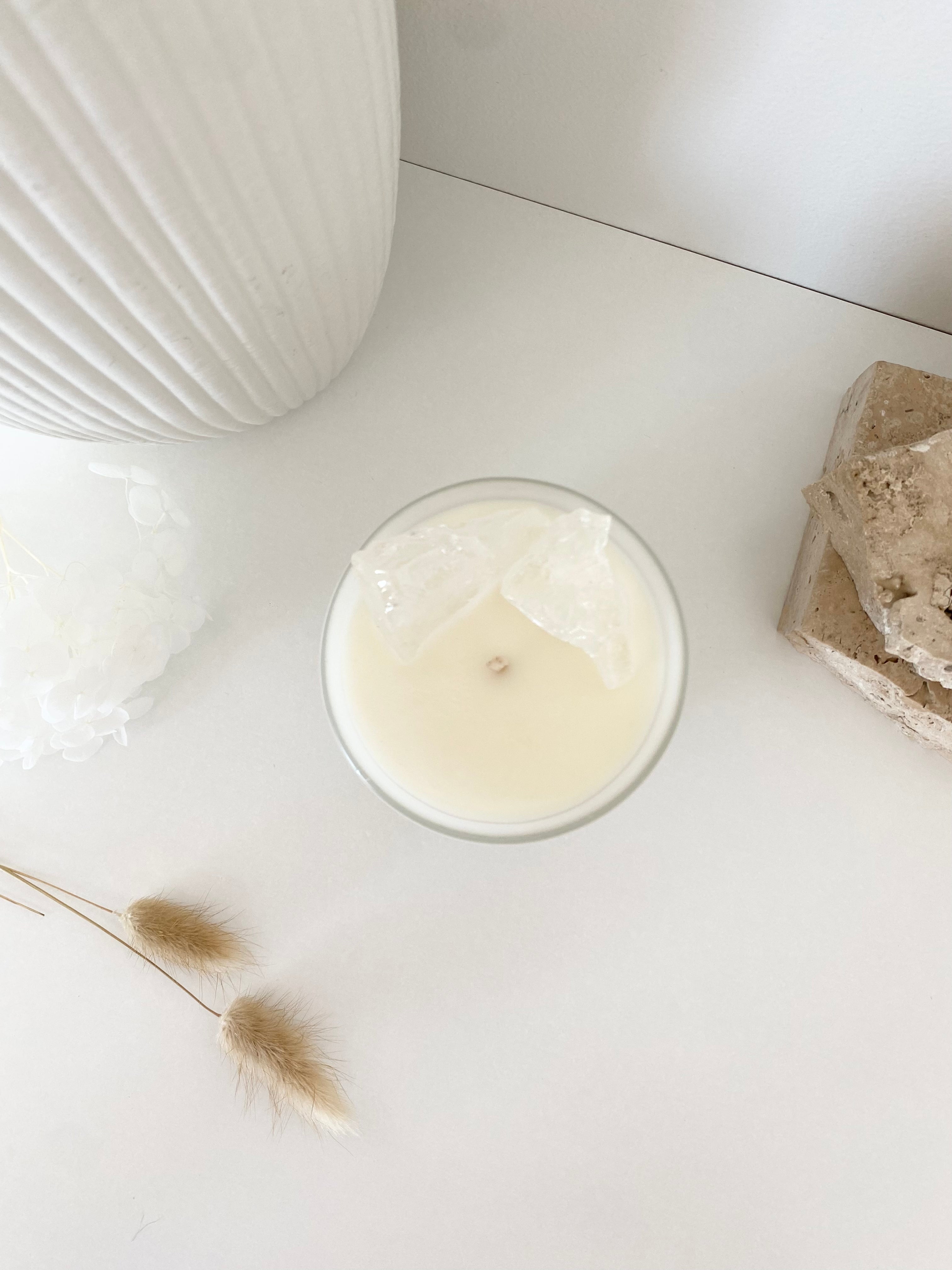 Clear Quartz Crystal Candle | 50+ Hours Burn Time