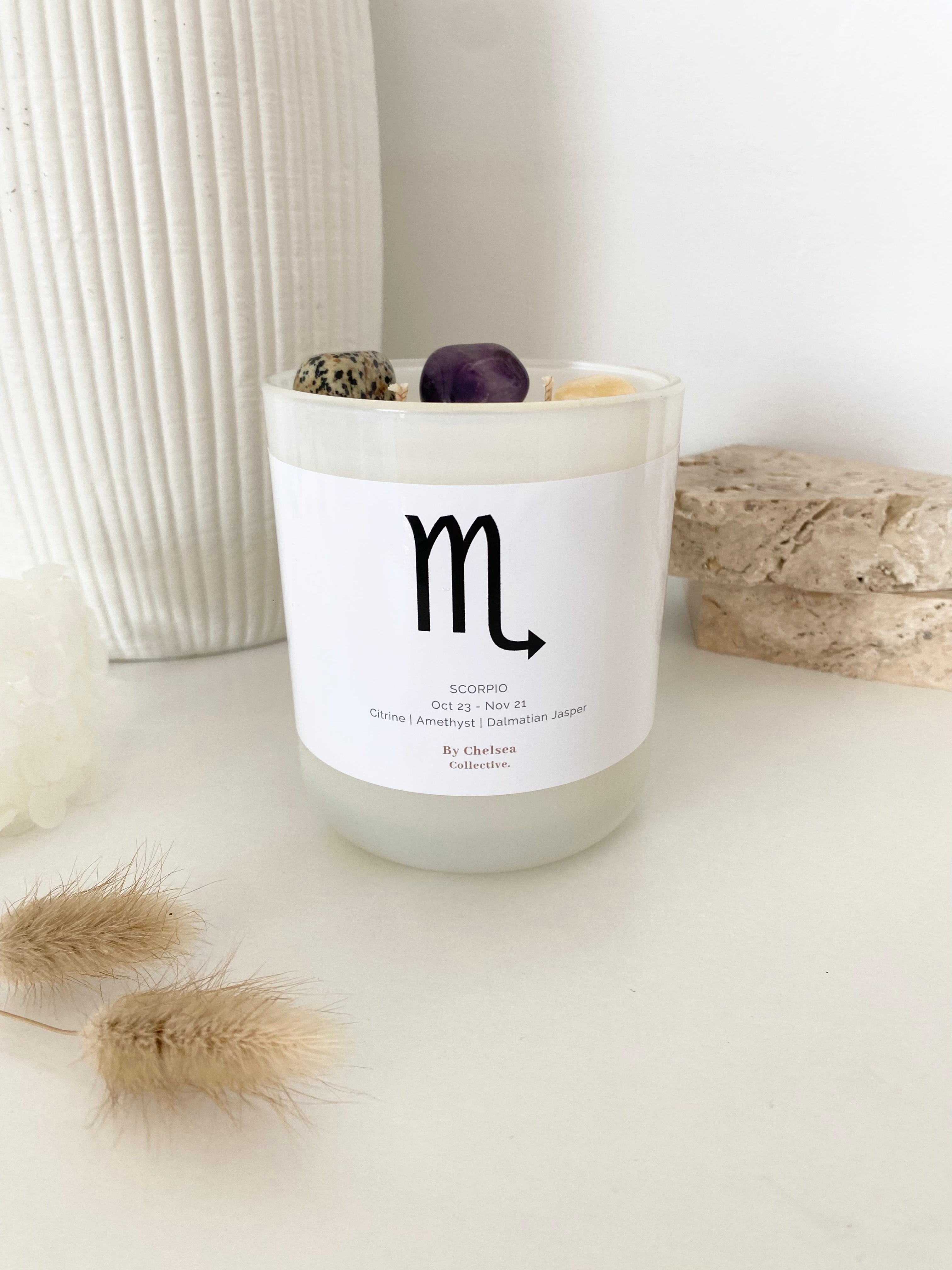 Scorpio | Zodiac Crystal Candle | 70+ Hours Burn Time