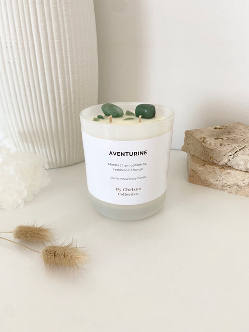 Aventurine Crystal Candle | 50+ Hours Burn Time