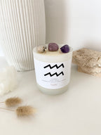 Aquarius | Zodiac Crystal Candle | 70+ Hours Burn Time