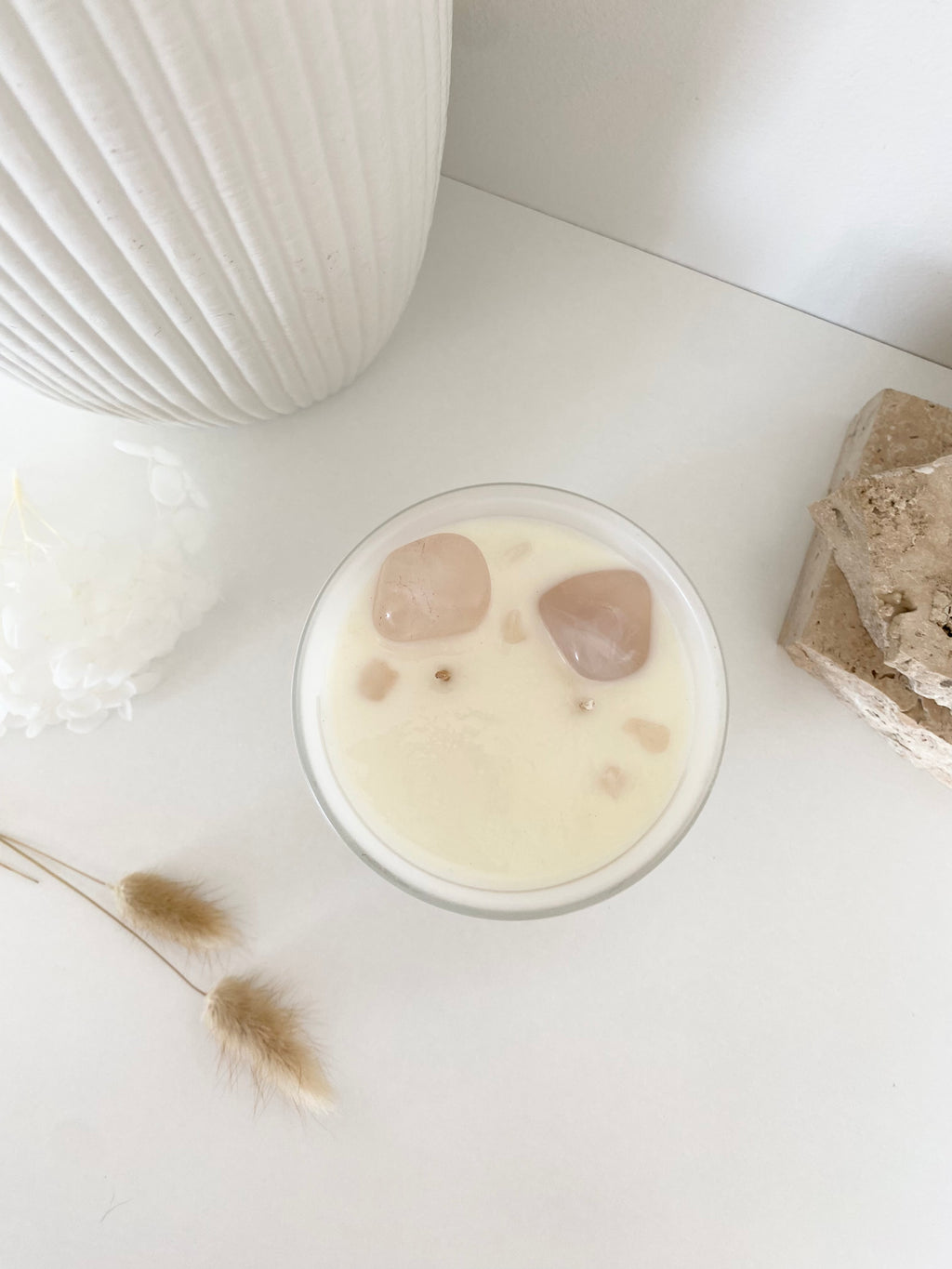 Rose Quartz Crystal Candle | 50+ Hours Burn Time