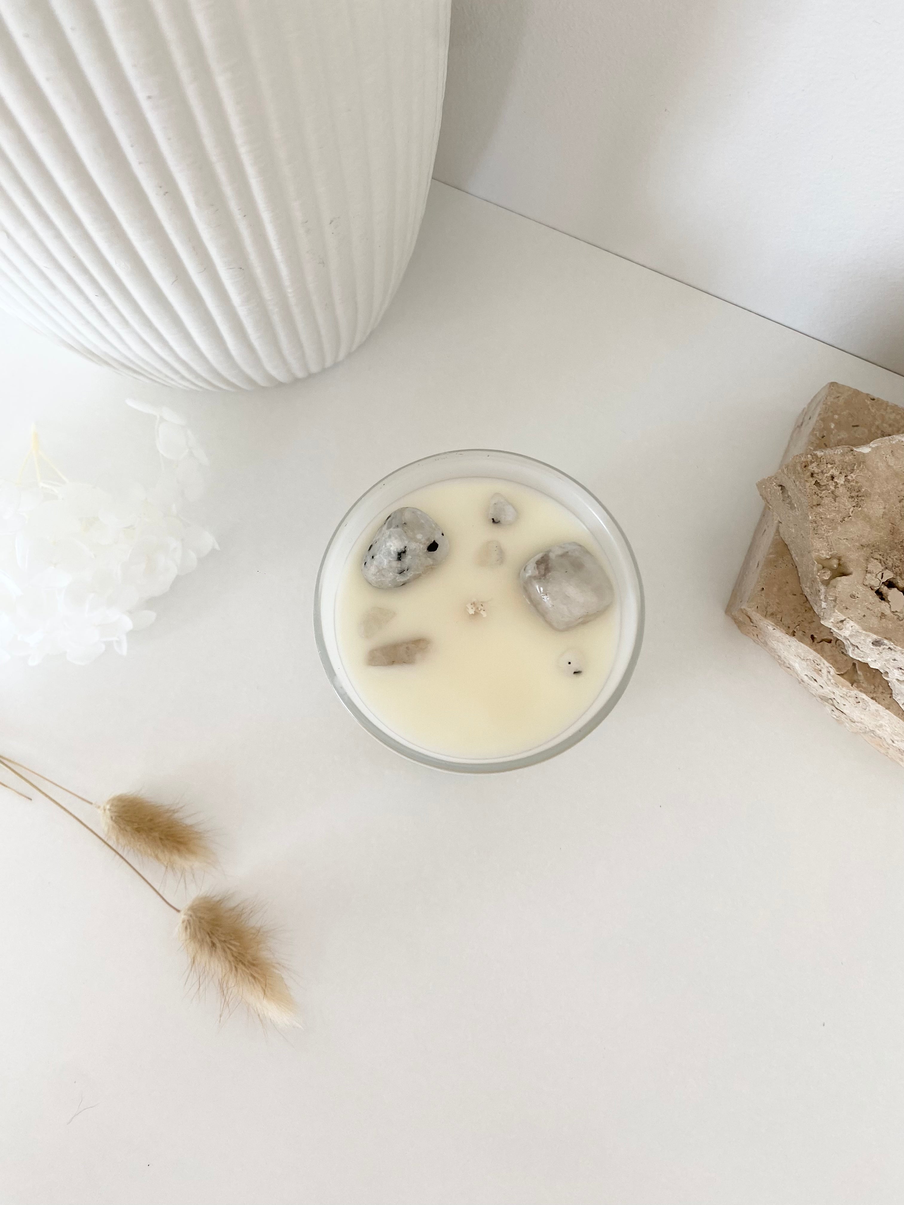 Moonstone Crystal Candle | 50+ Hours Burn Time