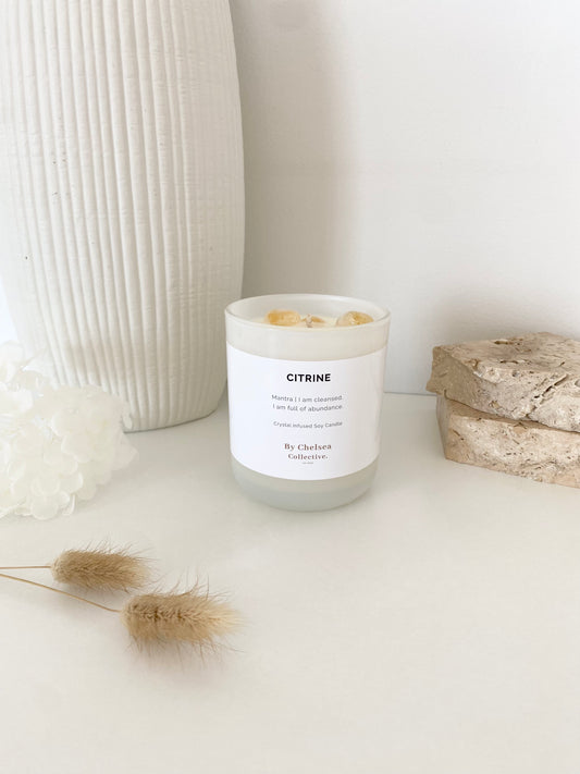 Citrine Crystal Candle | Large | 45+ Hours Burn Time