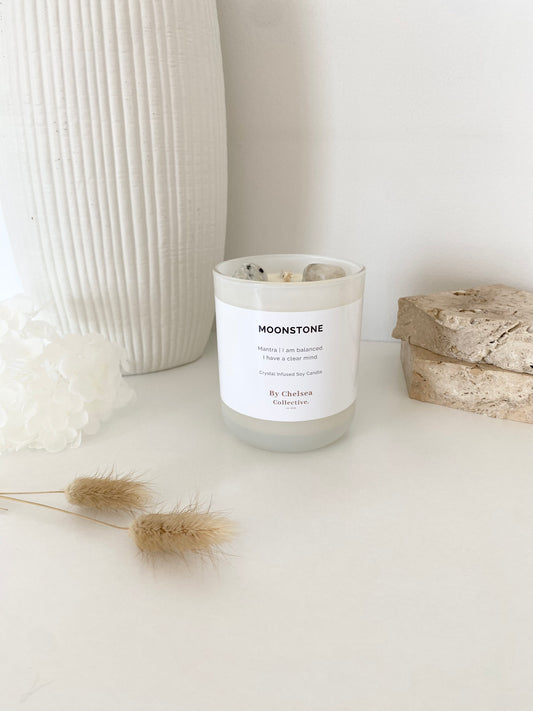 Moonstone Crystal Candle | Large | 45+ Hours Burn Time