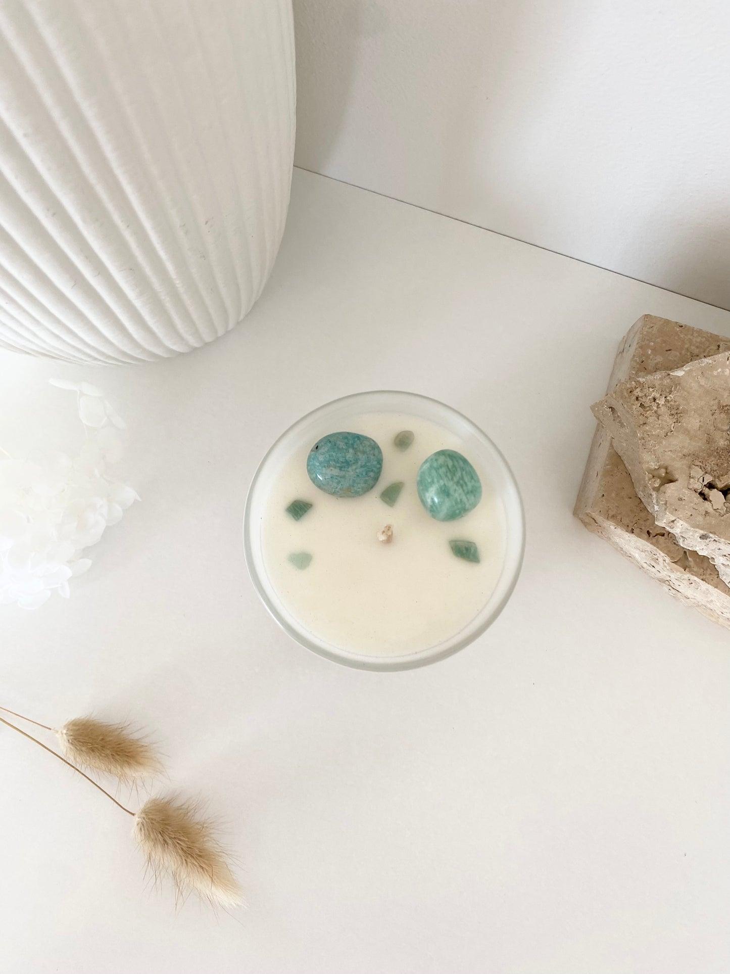 Amazonite Crystal Candle | Large | 45+ Hours Burn Time