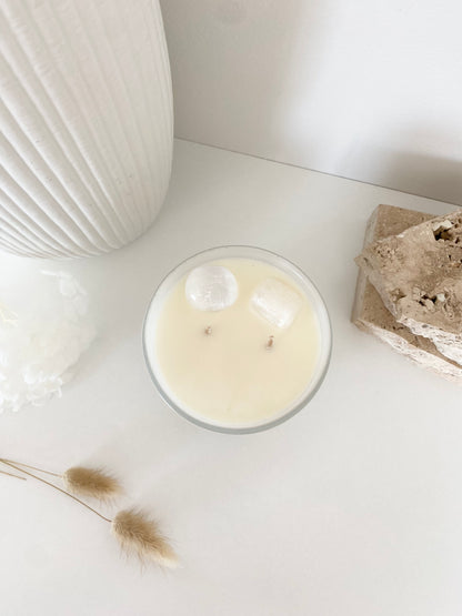 Selenite Crystal Candle | Extra Large | 80+ Hours Burn Time